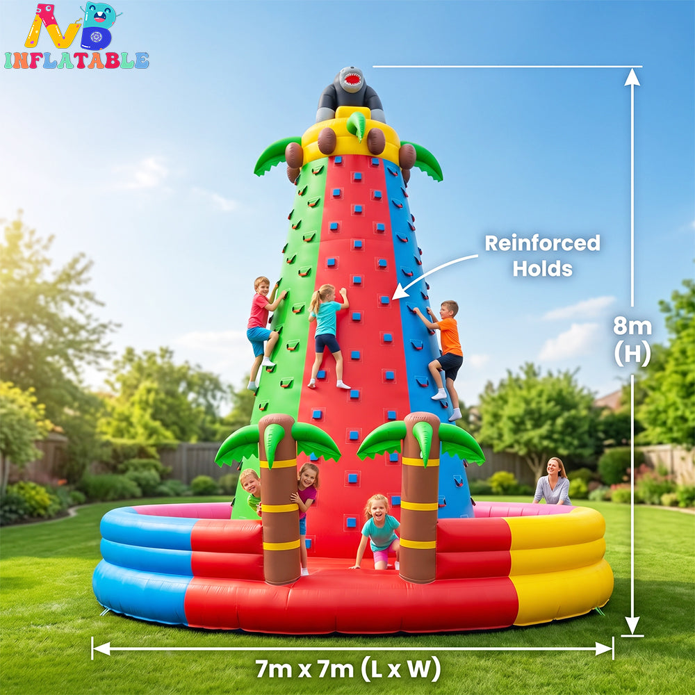 NG-SG090 Conquer the Peak! 8M Giant Tropical Jungle Inflatable Climbing Wall – The Ultimate Backyard Adventure for Kids & Adults