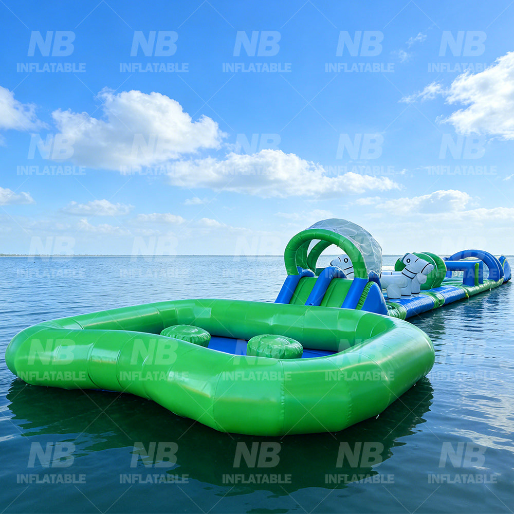 NB-WP027 Custom Inflatable Water Obstacle Course for Lakes and Water Parks | Floating Aqua Challenge Track with Free Design