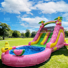 NB-SL057 Commercial PVC Inflatable Water Park Slides with Splash Pool Event Rental Inflatable Slide Small Water Park for Kids