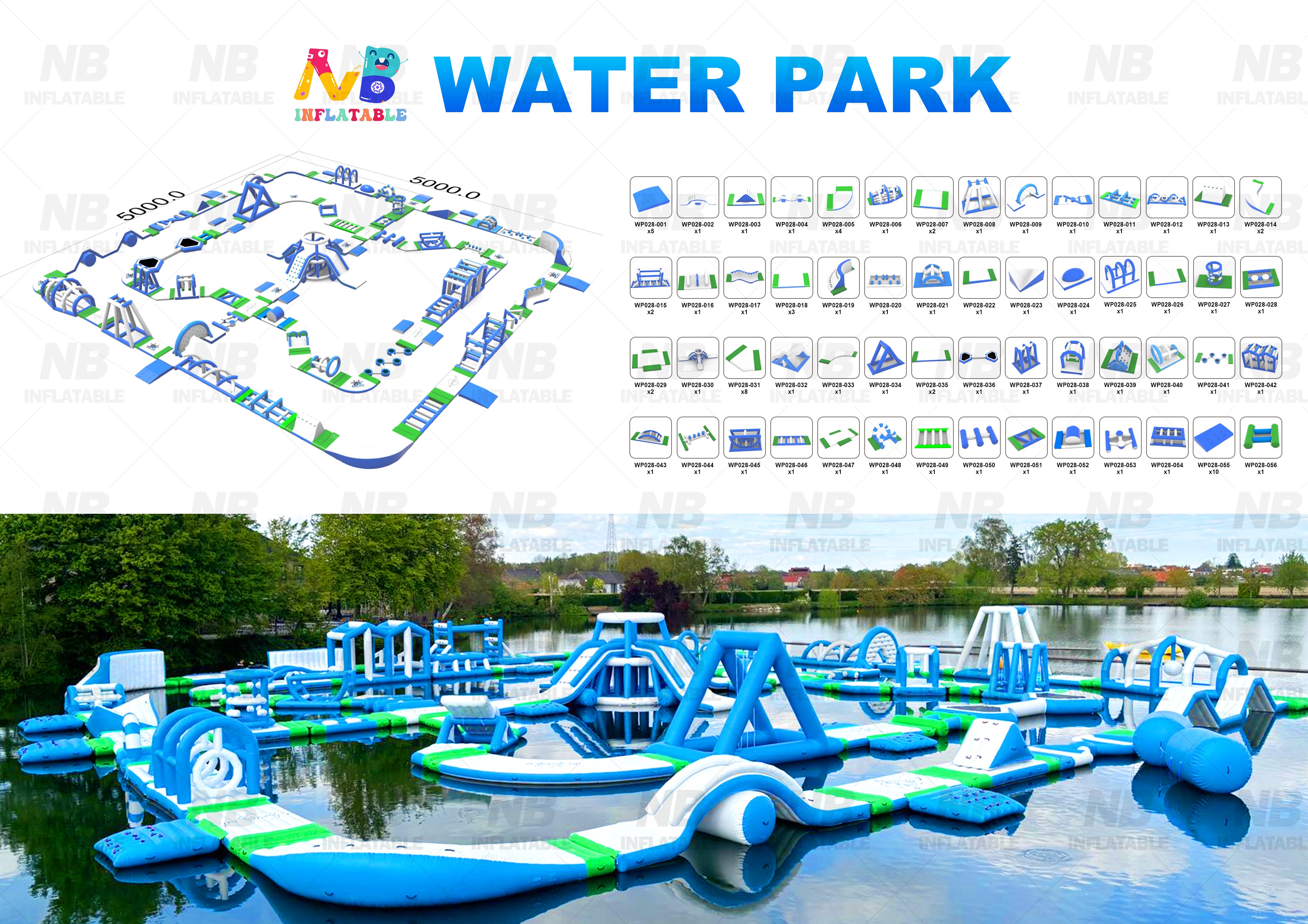 NB-WP026 Commercial Grade Giant Inflatable Water Park Floating Obstacle Course Modular Aqua Park for Sea and Lake Professional Floating Playground for Resorts and Rental Business