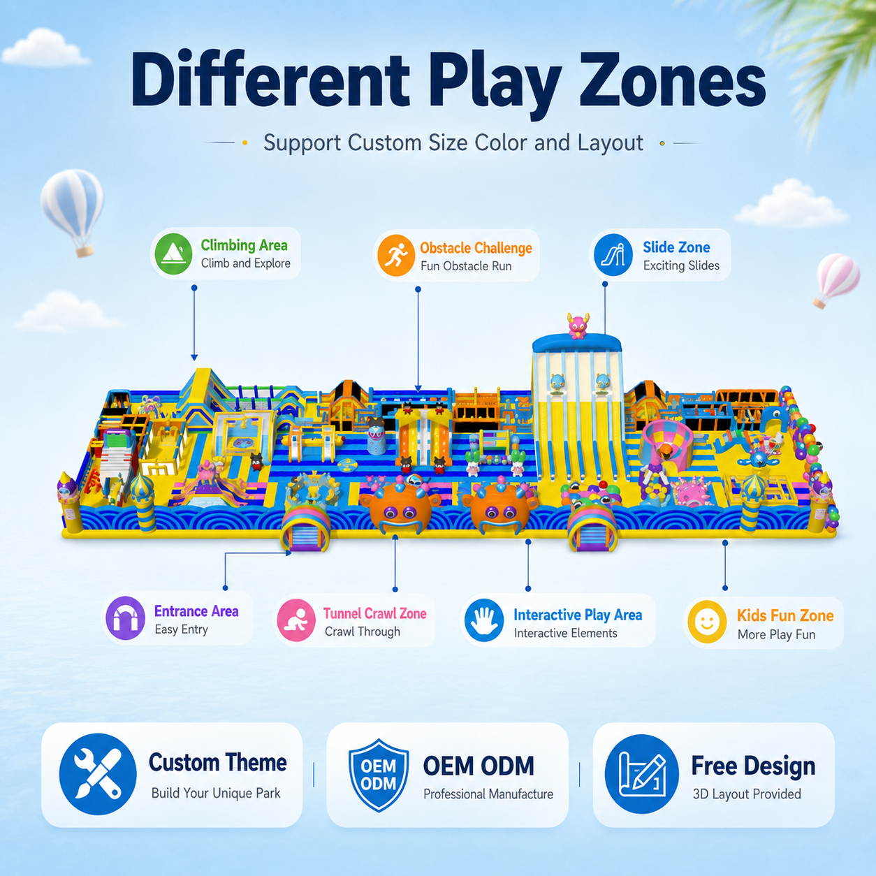 Custom Commercial Inflatable Theme Park Giant Outdoor Amusement Playground Obstacle Course Events Rental Family Fun PVC Material