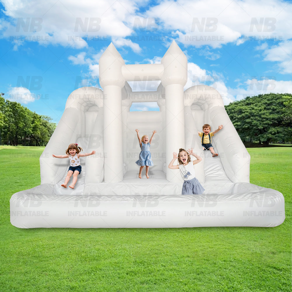 NB-WH020 Commercial Grade Inflatable White Bounce House Castle PVC Jumper with Air Blower for Weddings