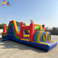 NB-OB060  Small Inflatable Obstacle Course Bounce House With Slide Sports Themed Inflatable Playground for Kids Outdoor Party Events