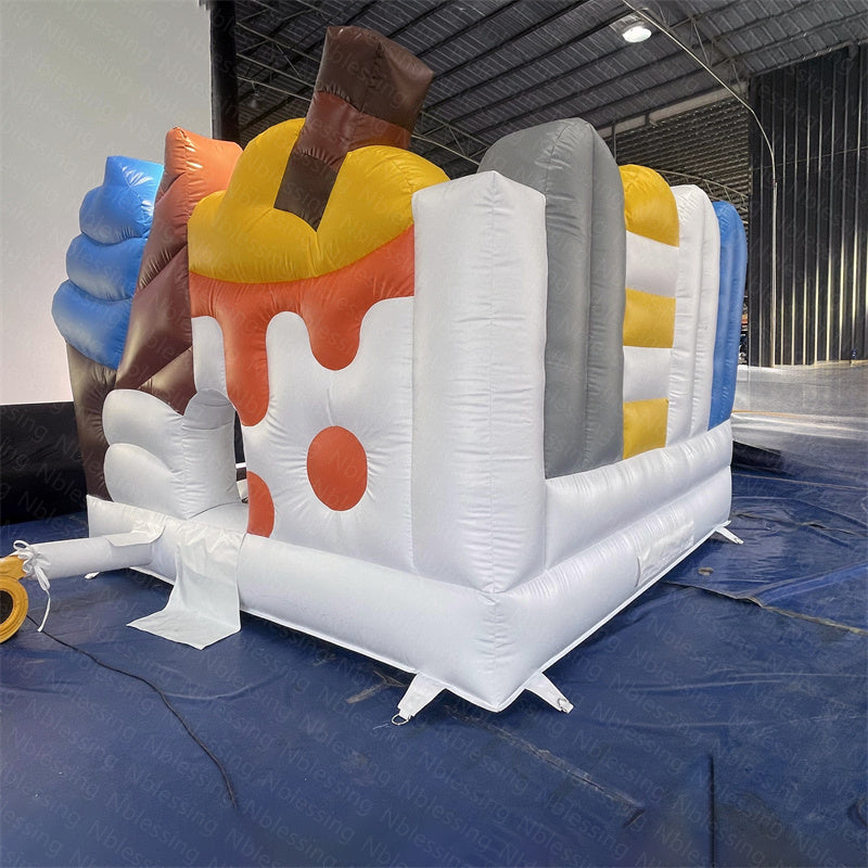 NB-BC059 Commercial PVC Bouncy Mini Toddler White Bounce House Inflatable Wedding Bouncer Castle with Ball Pool Slide Pit for Rental