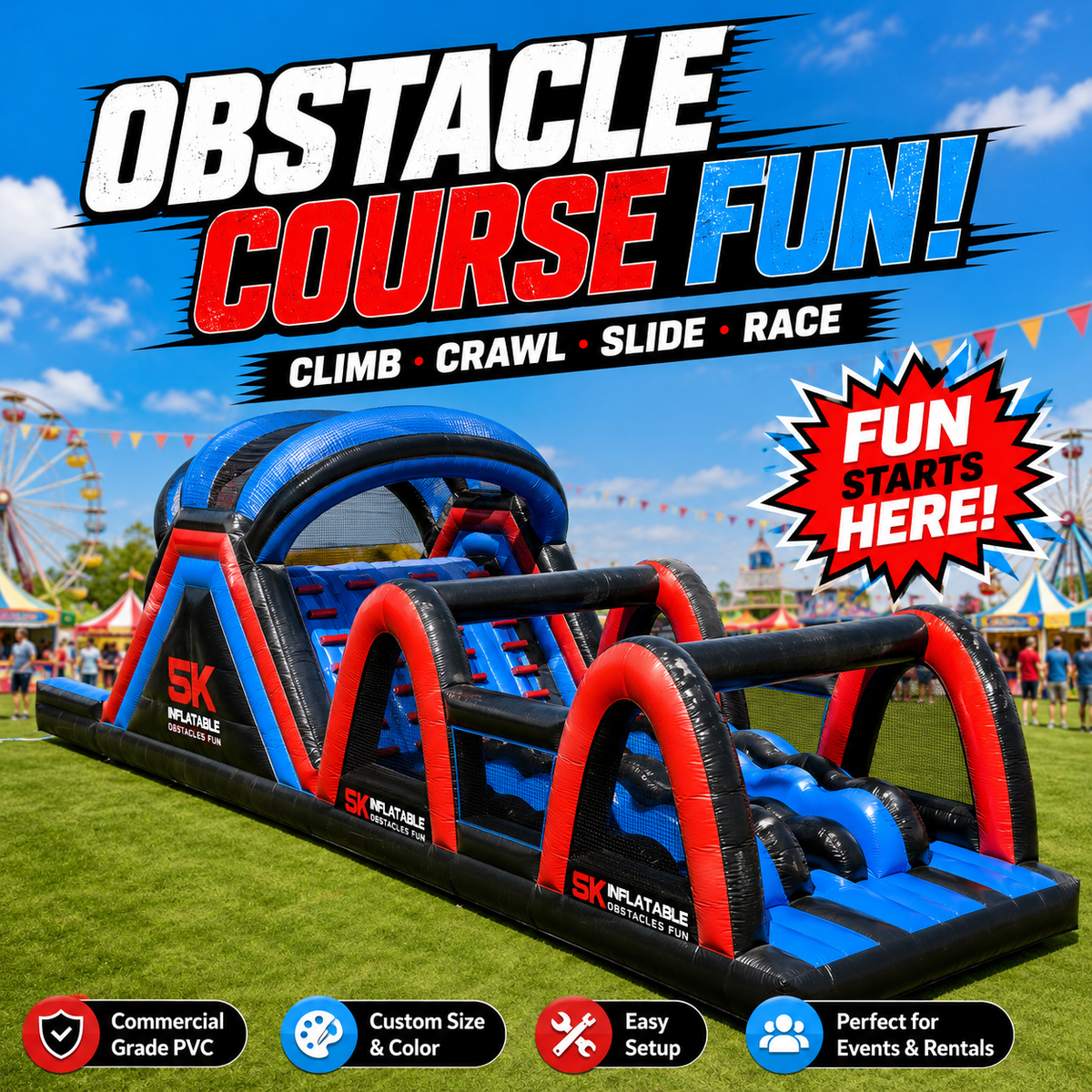NB-OB068 Professional Inflatable 5k Obstacle Course Challenge System For Sports Events And Outdoor Entertainment