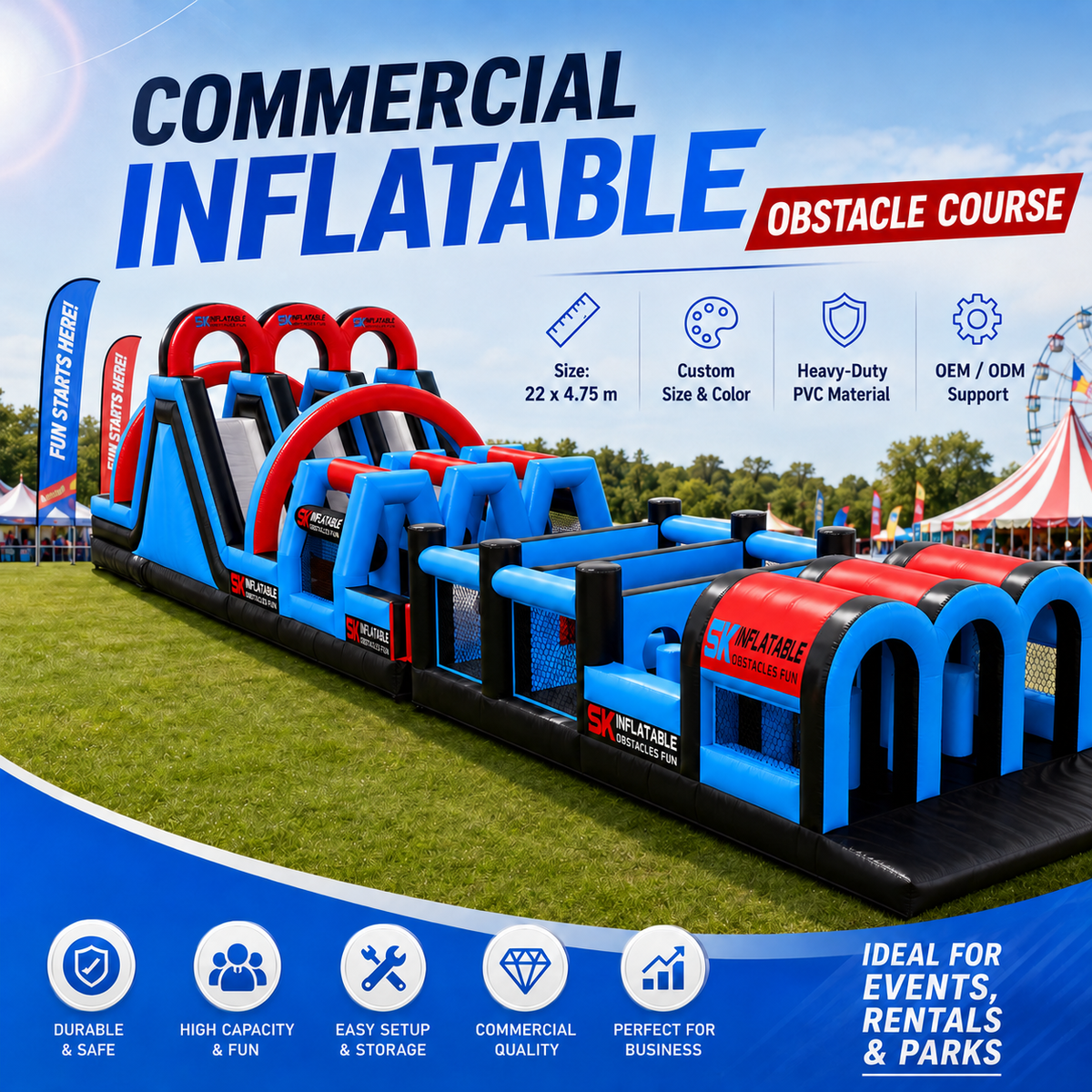 NB-OB069 Heavy Duty Inflatable 5k Obstacle Course Racing Equipment For Parks Schools And Corporate Events