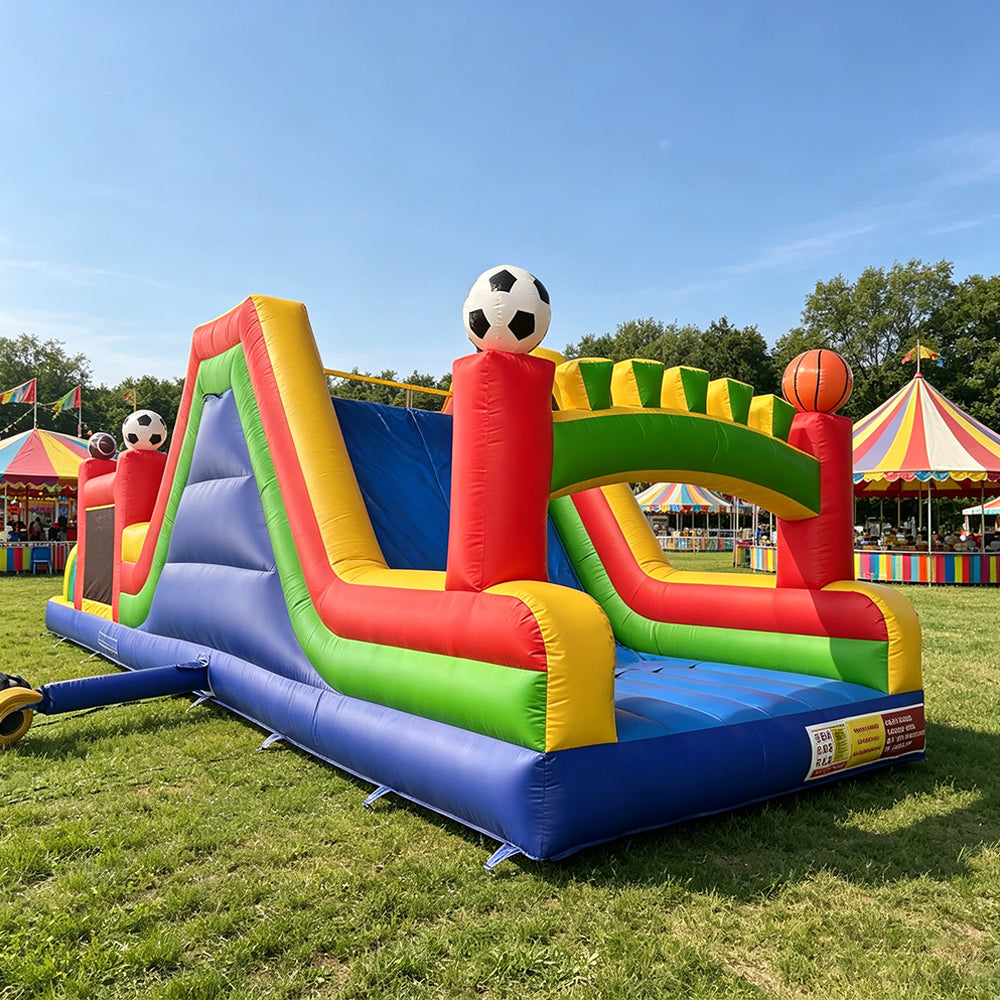 NB-OB060  Small Inflatable Obstacle Course Bounce House With Slide Sports Themed Inflatable Playground for Kids Outdoor Party Events
