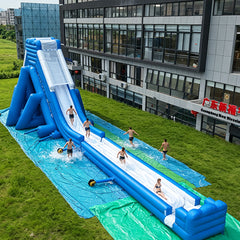NB-SL061 Giant Blue Commercial Inflatable Water Slide - Long Single Lane Water Slide with Splash Zone for Events & Summer Fun