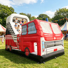 NB-SL063 Inflatable Fire Truck Slide Bounce House For Kids Outdoor Party Carnival