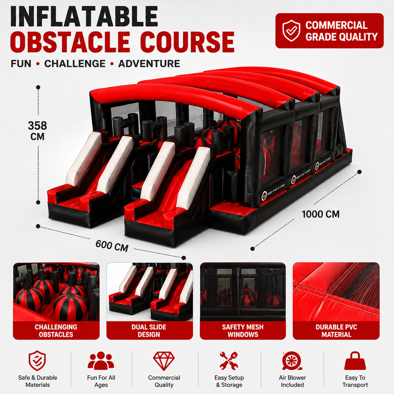 NB-OB062 Custom Modular Inflatable Obstacle Course for Kids & Adults Commercial Grade Inflatable Challenge Course with Free Design