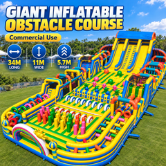 34M Giant Inflatable Obstacle Course with Slides | Commercial Inflatable Adventure Park