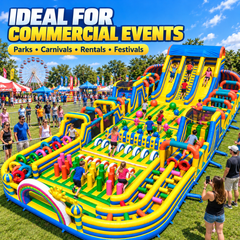 34M Giant Inflatable Obstacle Course with Slides | Commercial Inflatable Adventure Park