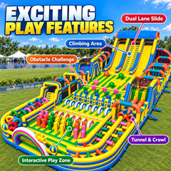 34M Giant Inflatable Obstacle Course with Slides | Commercial Inflatable Adventure Park
