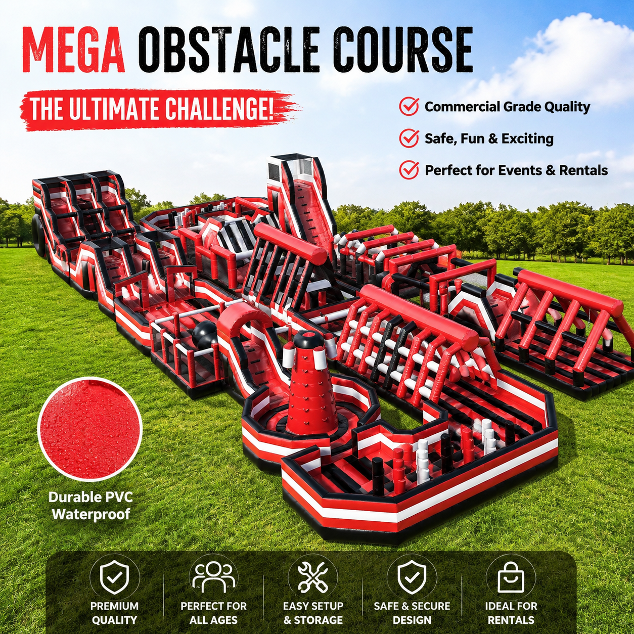 NB-OB061 5K Inflatable Obstacle Course Park Commercial Grade Giant Inflatable Challenge Course for Events Rentals & Outdoor Festivals