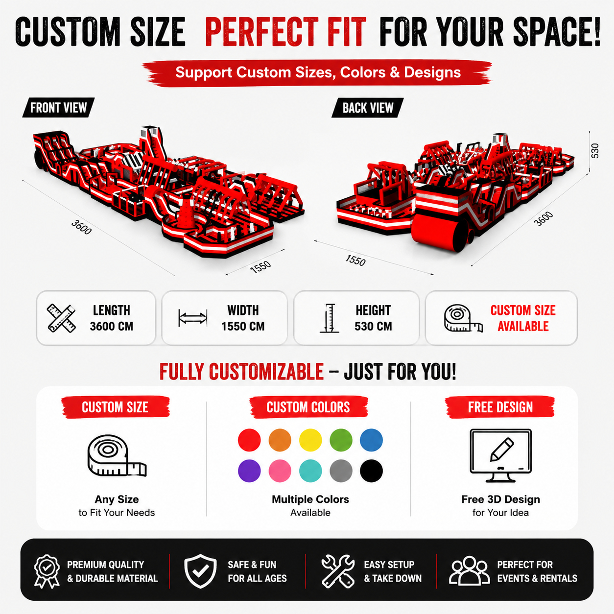 NB-OB061 5K Inflatable Obstacle Course Park Commercial Grade Giant Inflatable Challenge Course for Events Rentals & Outdoor Festivals