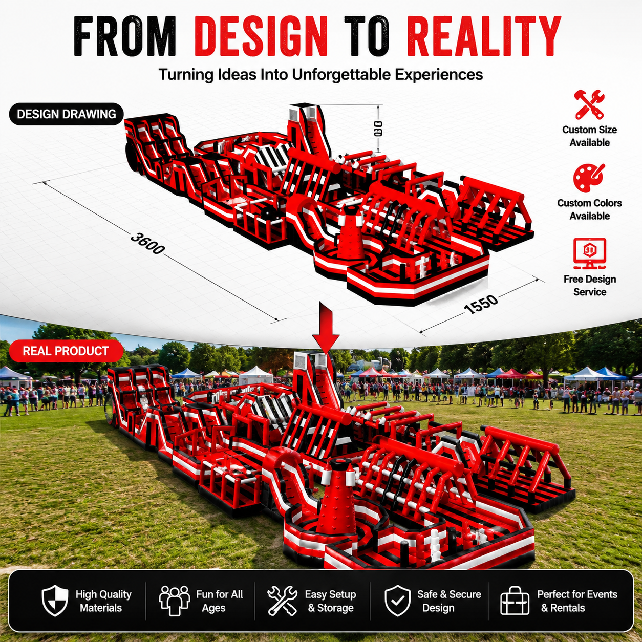 NB-OB061 5K Inflatable Obstacle Course Park Commercial Grade Giant Inflatable Challenge Course for Events Rentals & Outdoor Festivals