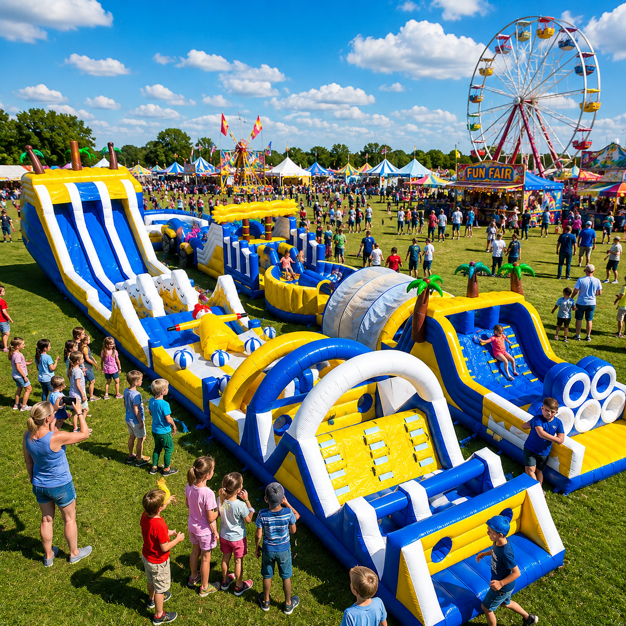 Commercial Inflatable Obstacle Course Playground Custom Outdoor Fun Park Commercial Grade PVC Giant Size 150 Capacity for Events