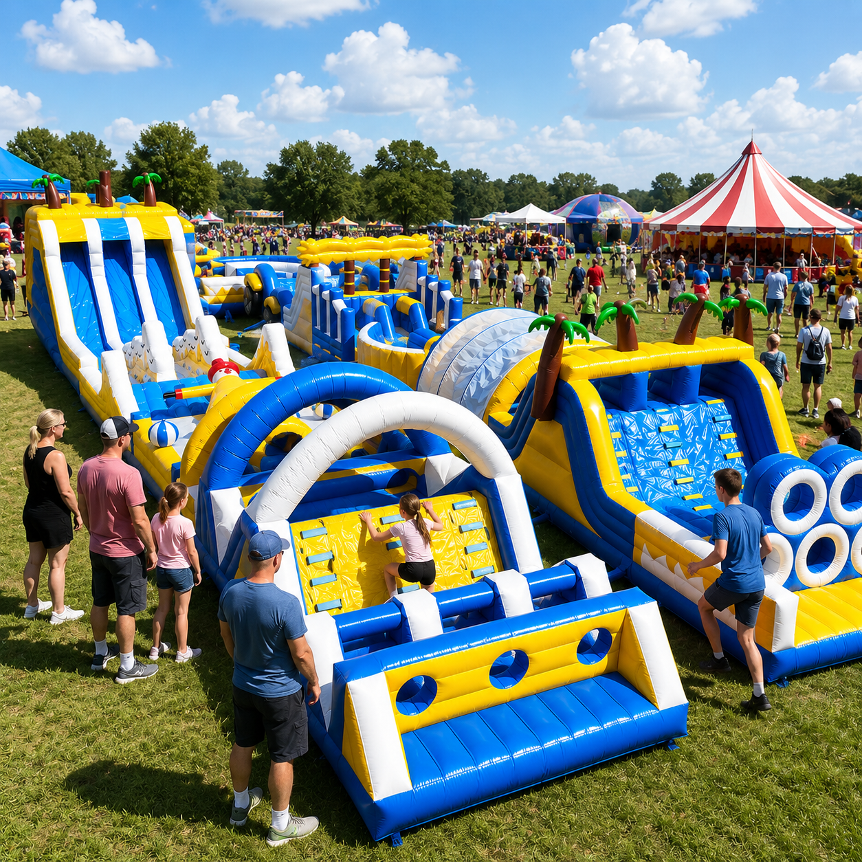 Commercial Inflatable Obstacle Course Playground Custom Outdoor Fun Park Commercial Grade PVC Giant Size 150 Capacity for Events