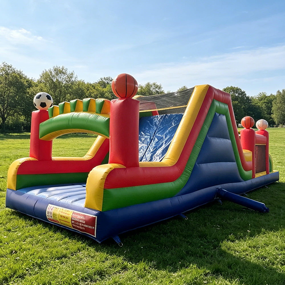 NB-OB060  Small Inflatable Obstacle Course Bounce House With Slide Sports Themed Inflatable Playground for Kids Outdoor Party Events