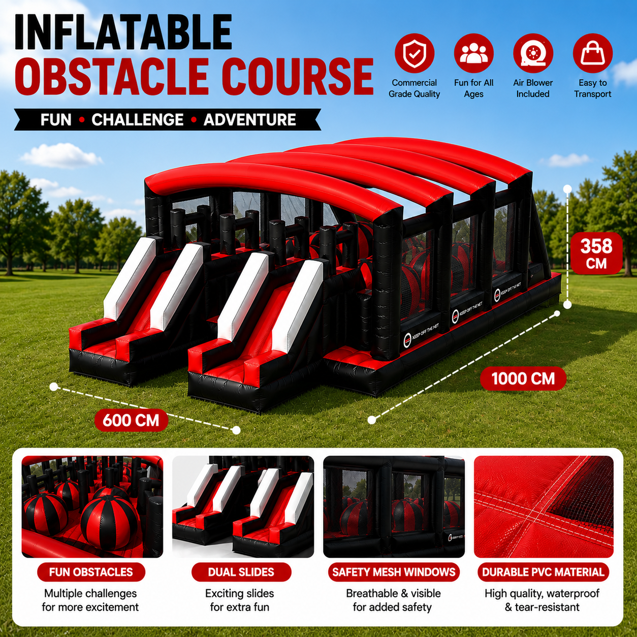 NB-OB062 Custom Modular Inflatable Obstacle Course for Kids & Adults Commercial Grade Inflatable Challenge Course with Free Design