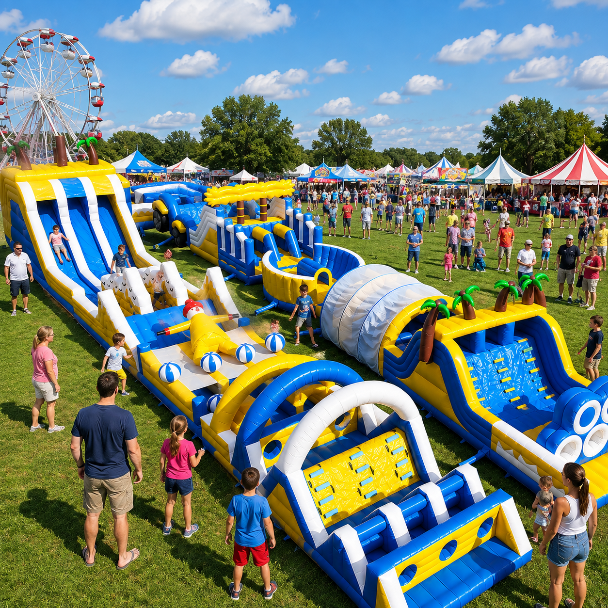 Commercial Inflatable Obstacle Course Playground Custom Outdoor Fun Park Commercial Grade PVC Giant Size 150 Capacity for Events