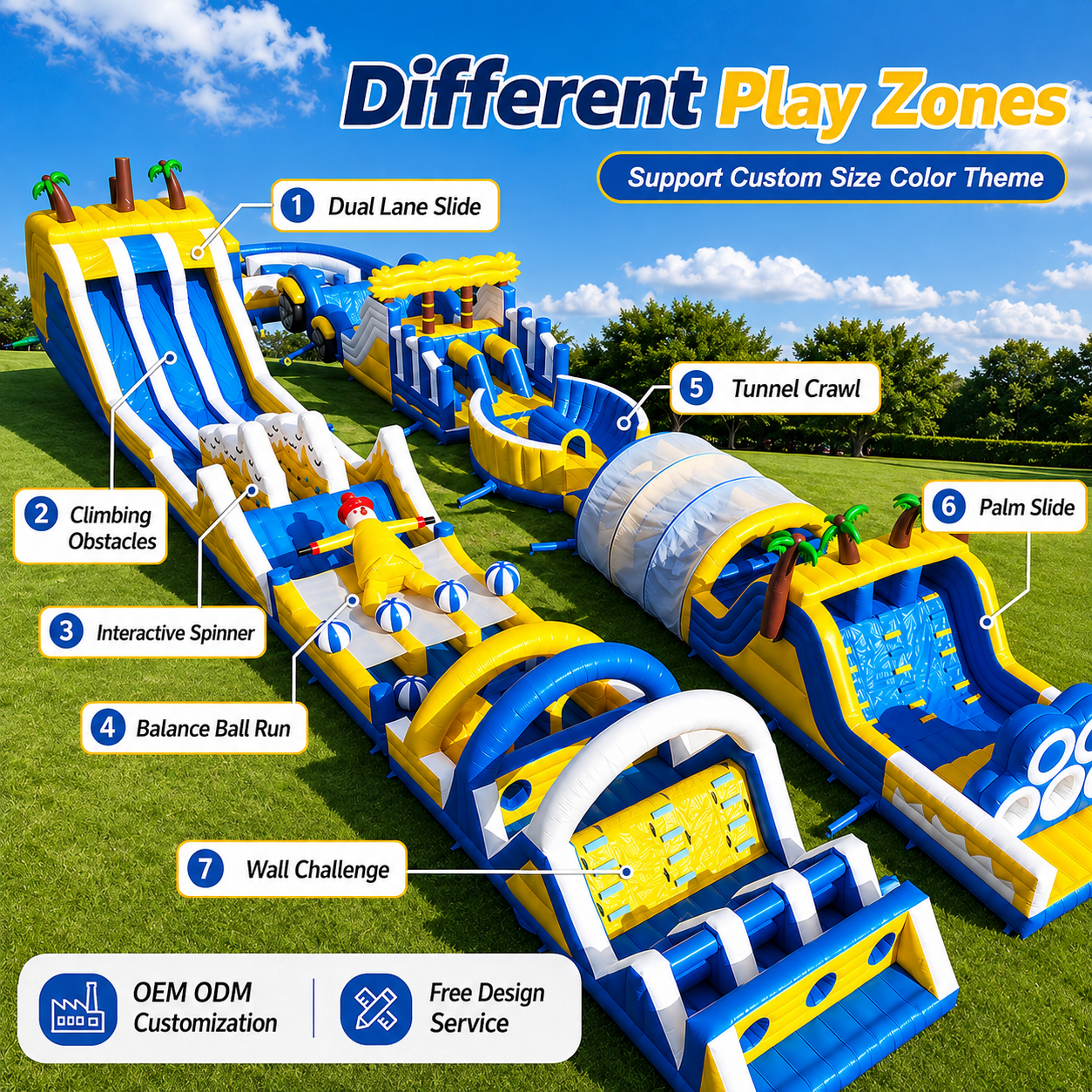 Commercial Inflatable Obstacle Course Playground Custom Outdoor Fun Park Commercial Grade PVC Giant Size 150 Capacity for Events