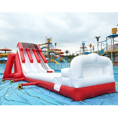 NB-SL060 Commercial Grade 2 Lane Inflatable Water Slide - Red & White Dual Lane Slide for Summer Events