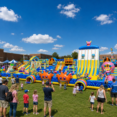 Custom Commercial Inflatable Theme Park Giant Outdoor Amusement Playground Obstacle Course Events Rental Family Fun PVC Material
