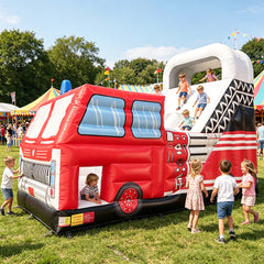 NB-SL063 Inflatable Fire Truck Slide Bounce House For Kids Outdoor Party Carnival