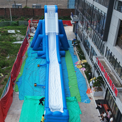 NB-SL061 Giant Blue Commercial Inflatable Water Slide - Long Single Lane Water Slide with Splash Zone for Events & Summer Fun