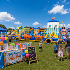 Custom Commercial Inflatable Theme Park Giant Outdoor Amusement Playground Obstacle Course Events Rental Family Fun PVC Material