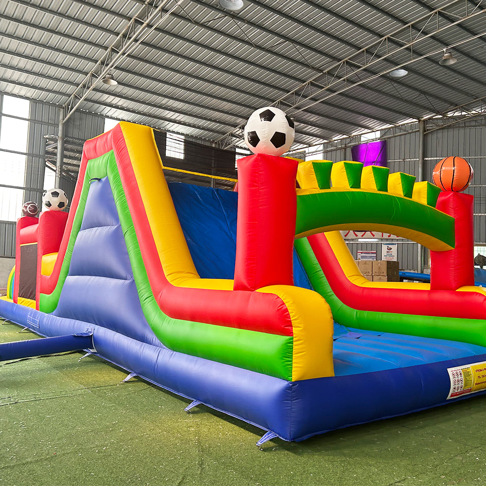 NB-OB060  Small Inflatable Obstacle Course Bounce House With Slide Sports Themed Inflatable Playground for Kids Outdoor Party Events