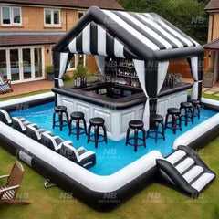 NB-PB 001 Popular Inflatable Outdoor Pool Bar Water Blow Up Bar Party Event Backyard Inflatable Pool Bars