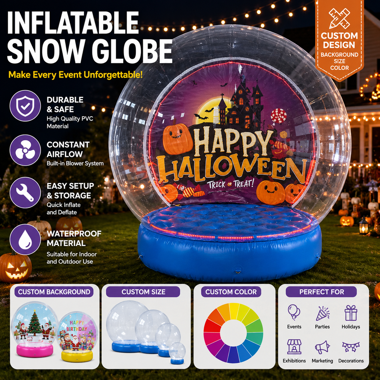 NB-TE066 Waterproof PVC Inflatable Photo Booth Ball with Built-in Blower for Halloween Christmas Birthday Party Event Decoration