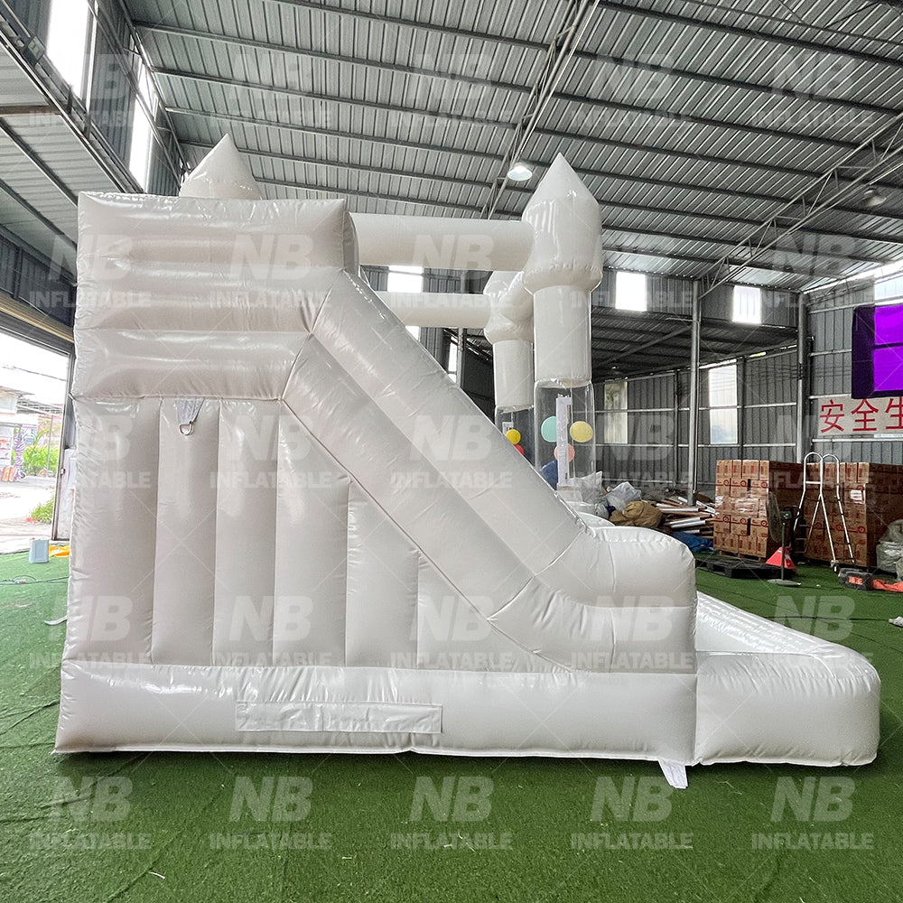 NB-WH019 Inflatable Wedding Bouncer With Slide White Bouncy Castle for Party Commercial Bounce House With Balloon Tube