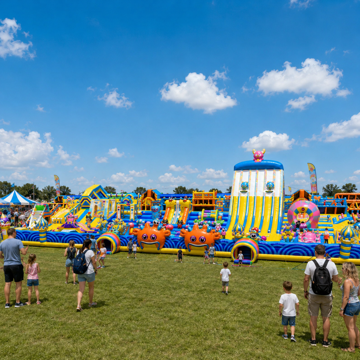 Custom Commercial Inflatable Theme Park Giant Outdoor Amusement Playground Obstacle Course Events Rental Family Fun PVC Material