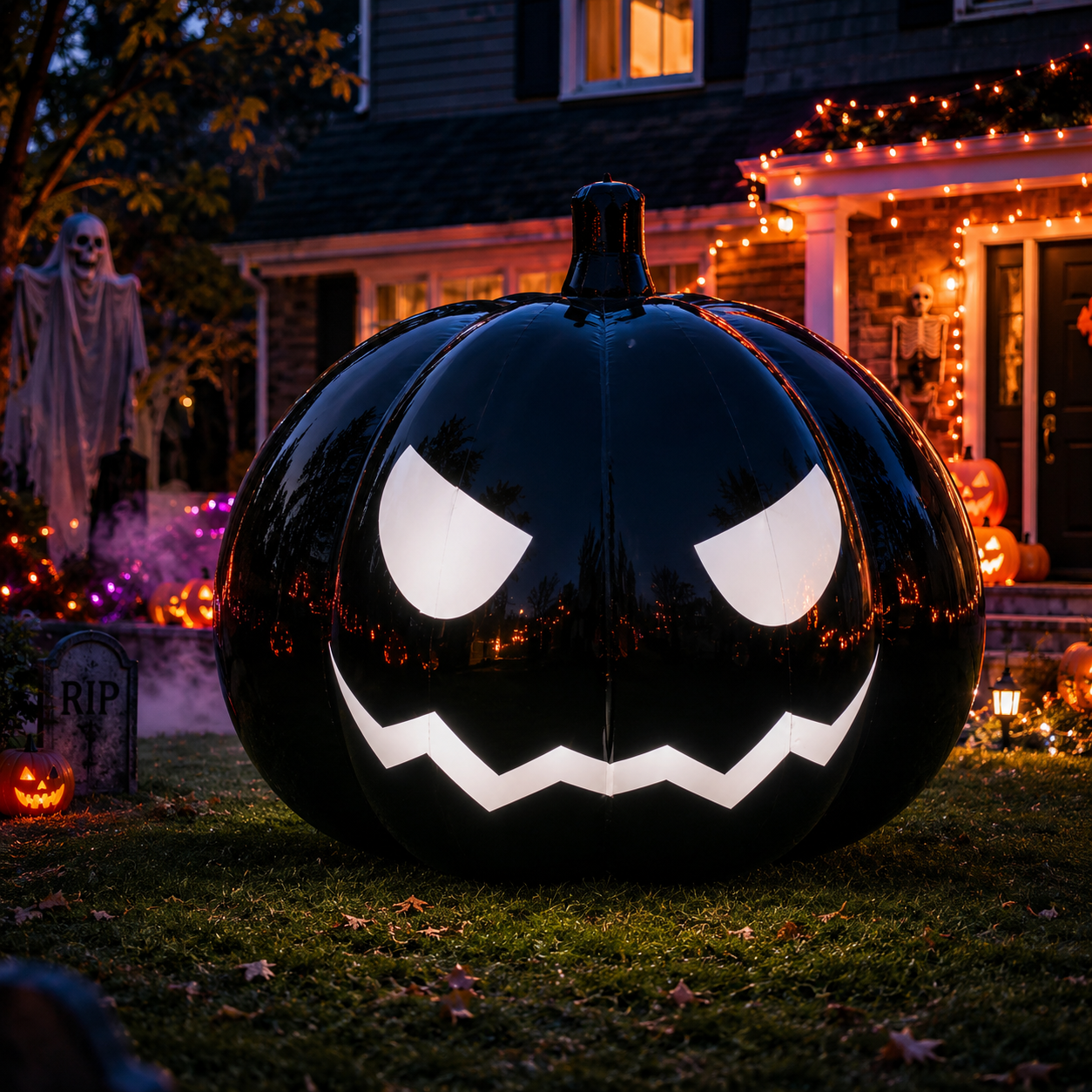 NB-CT036 Custom 2M Large Inflatable Black Pumpkin Weatherproof Inflatable Halloween Decor Party Event Yard Decoration Business