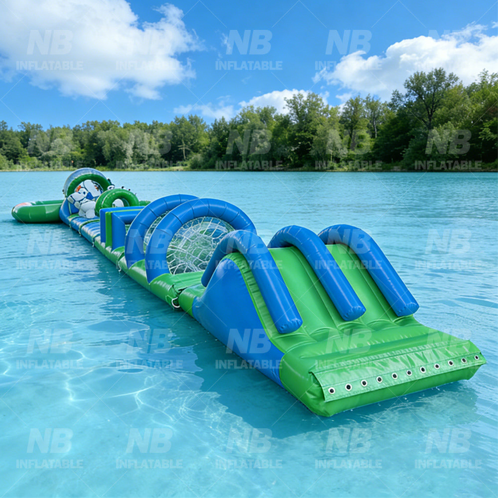 NB-WP027 Custom Inflatable Water Obstacle Course for Lakes and Water Parks | Floating Aqua Challenge Track with Free Design