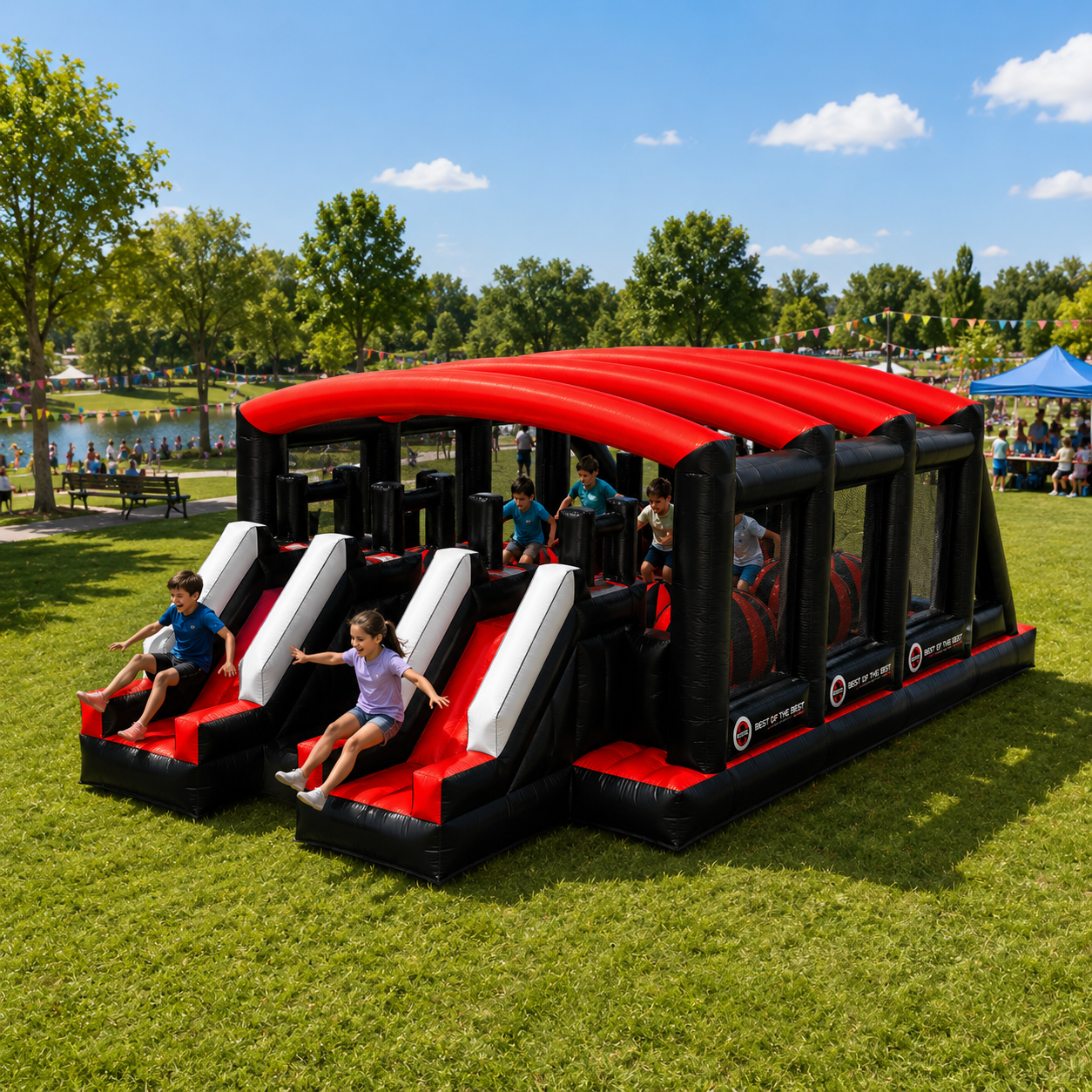 NB-OB062 Custom Modular Inflatable Obstacle Course for Kids & Adults Commercial Grade Inflatable Challenge Course with Free Design
