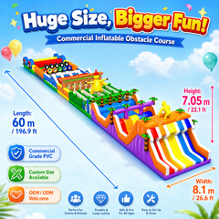 NBINFLATABLE Commercial Grade PVC Jungle Themed Inflatable Obstacle Course Outdoor Run 50-200 Capacity for Event Rental Business