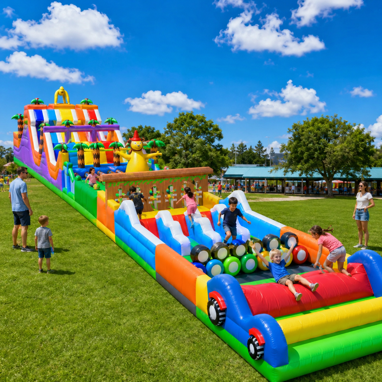 NBINFLATABLE Commercial Grade PVC Jungle Themed Inflatable Obstacle Course Outdoor Run 50-200 Capacity for Event Rental Business