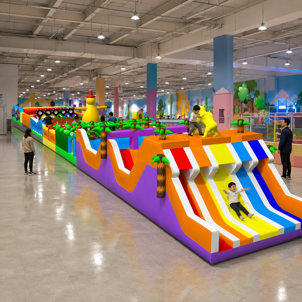 NBINFLATABLE Commercial Grade PVC Jungle Themed Inflatable Obstacle Course Outdoor Run 50-200 Capacity for Event Rental Business