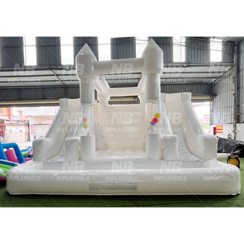 NB-WH019 Inflatable Wedding Bouncer With Slide White Bouncy Castle for Party Commercial Bounce House With Balloon Tube