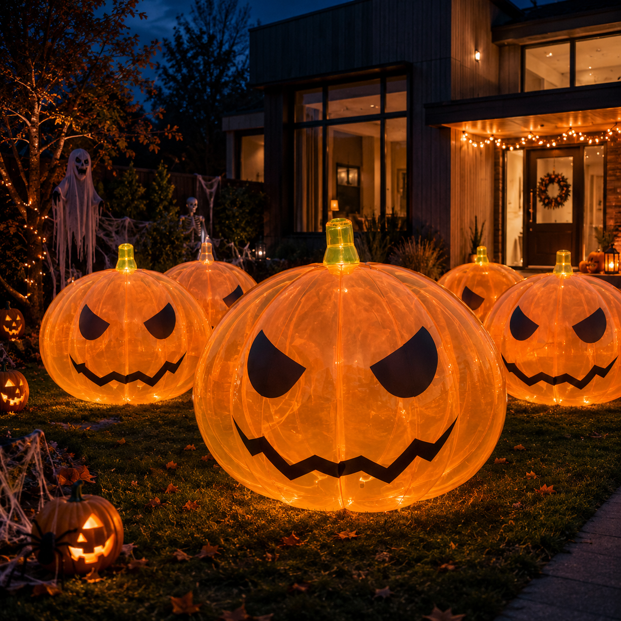 NB-CT036 Custom 2M Large Inflatable Black Pumpkin Weatherproof Inflatable Halloween Decor Party Event Yard Decoration Business