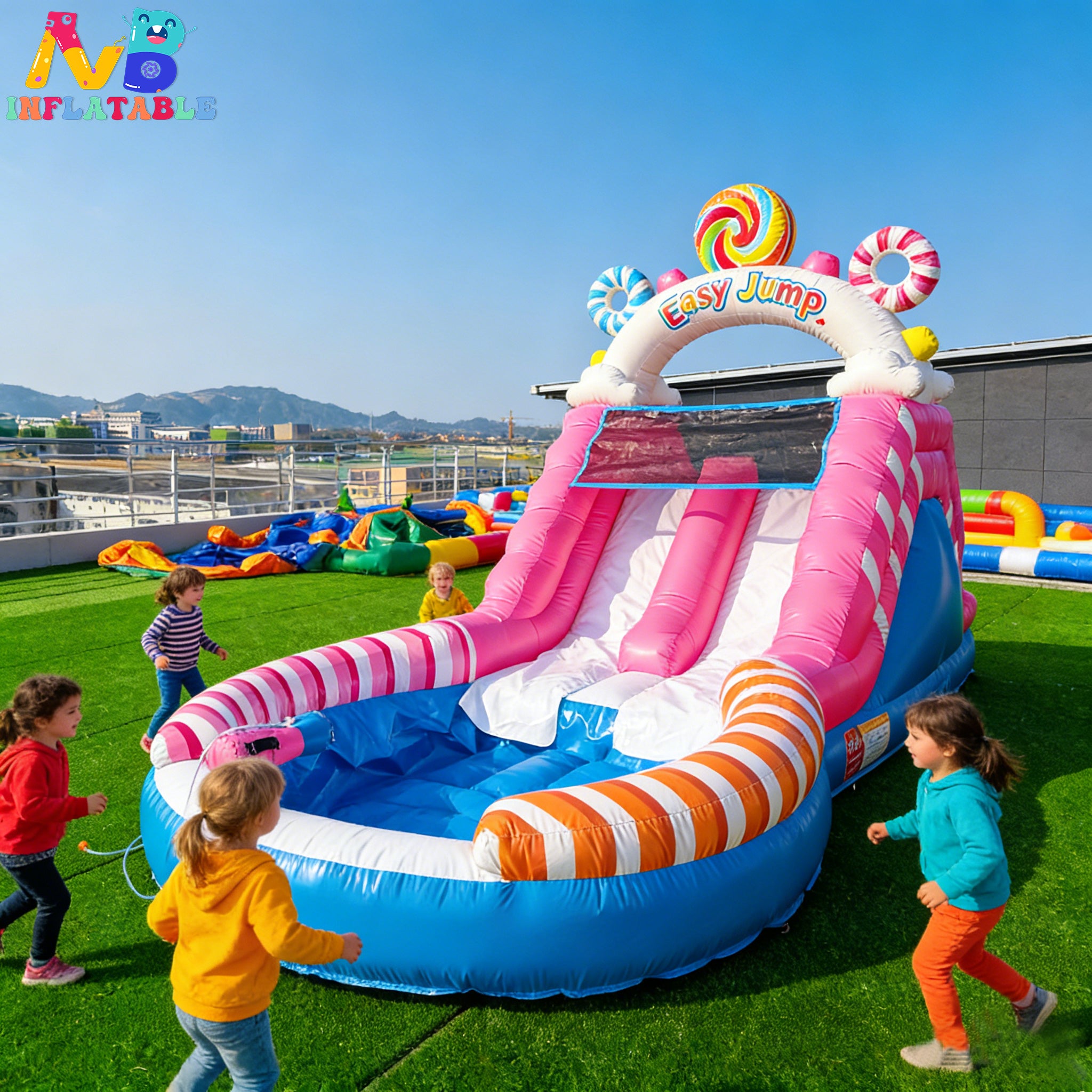 NB-SL058 Aquatic Park Fun Commercial PVC Inflatable Bounce House Dry and Water Slide Price Slides Inflatable for Party Rentals