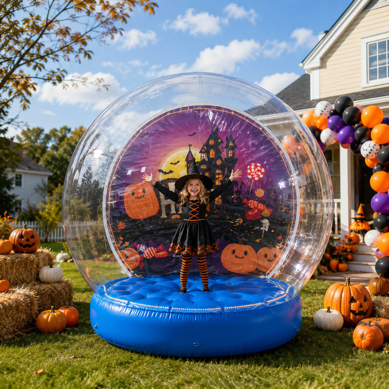 NB-TE063 Giant Inflatable Human Snow Globe with Constant Airflow Waterproof PVC Christmas Outdoor Photo Booth Decoration Custom Print