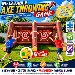 NG-SG094 Commercial Inflatable Axe Throwing Game with Foam Axes & Air Blower | Custom Size, Custom Graphics & Free Design Service