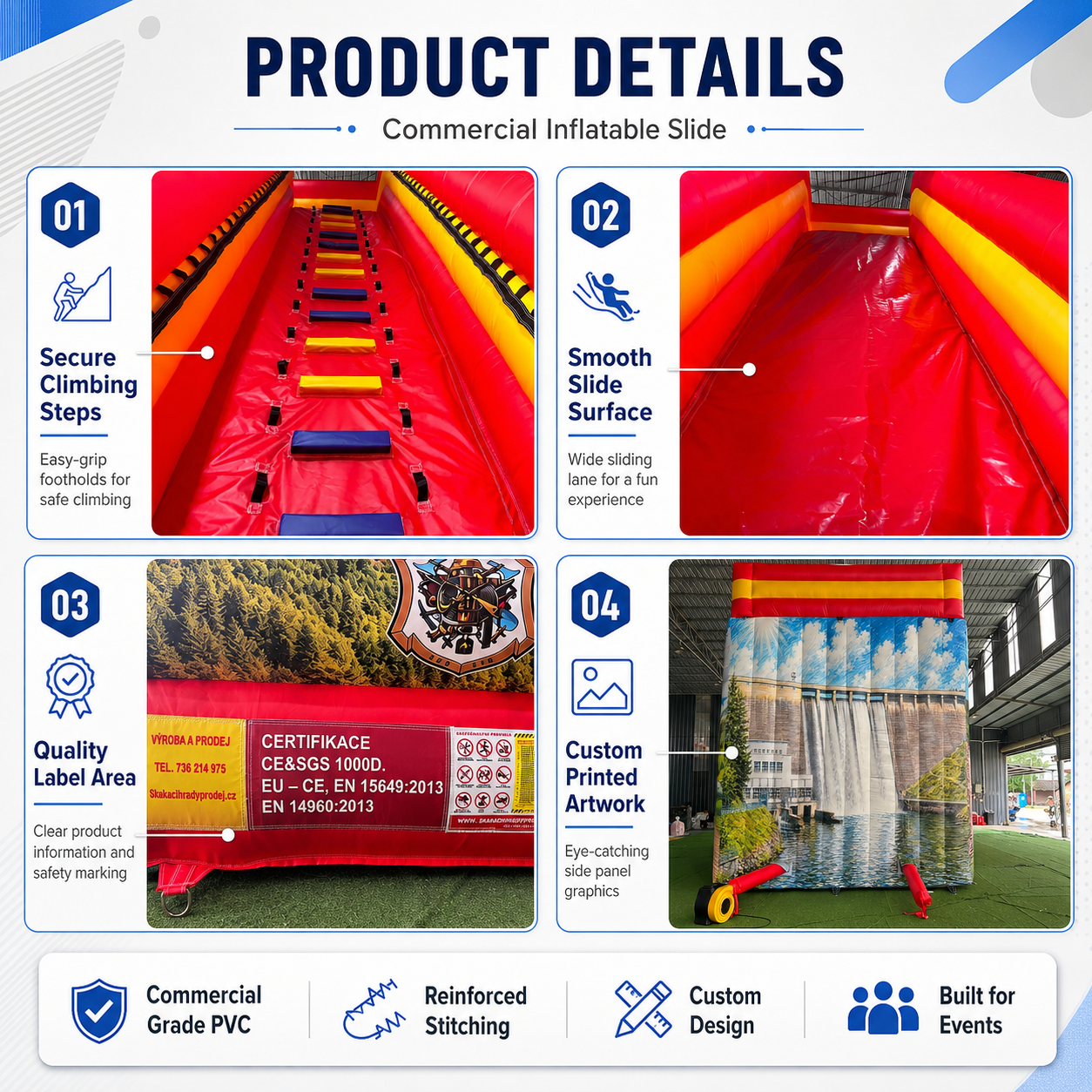 NB-SL066  Commercial Giant Inflatable Slide with Climbing Ladder – Custom Printed Outdoor Event & Rental Inflatable