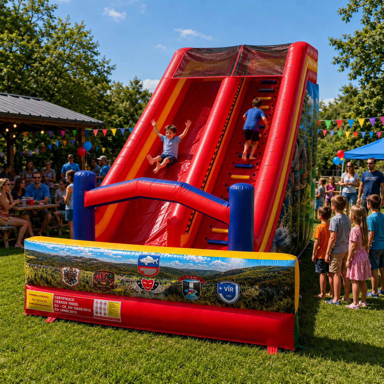NB-SL066  Commercial Giant Inflatable Slide with Climbing Ladder – Custom Printed Outdoor Event & Rental Inflatable