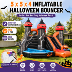 NB-CT035 Halloween Inflatable Bounce House Castle with Slide, Custom Commercial Halloween Bouncy Jumper for Kids Party Rental